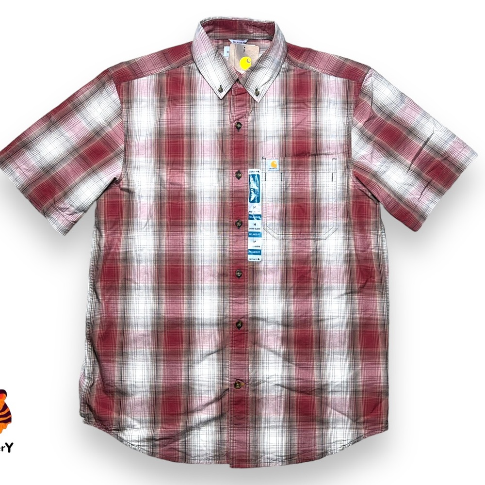 Carhartt Relaxed Fit Mid weight Short Sleeve Plaid Shirt Mens Size Medium